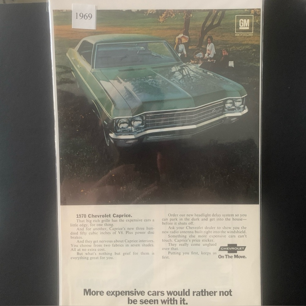 Vintage 1969 GM Chevrolet Chevy Chevrolet Caprice Ad Advertisement